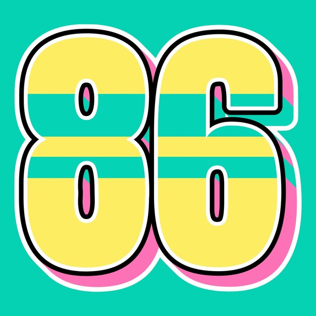 86 Typography Vintage 90s 3d design yellow pink text background photo jpg