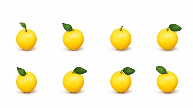 8bit Chinese Lemons on Simple White Background