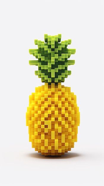 8bit Chinese Pineapple on Simple White Background