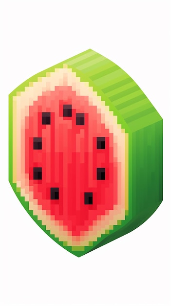 8bit Chinese Watermelon on Simple White Background