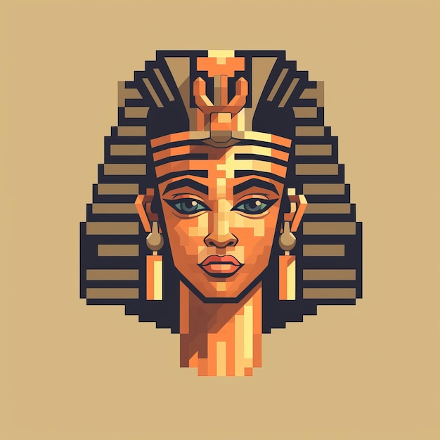 8bit Pharaoh Pharaoh Pixel Art Иллюстрация с женским уклоном