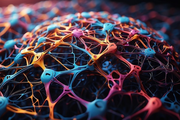 Фото Динамическое представление мозга в разрешении 8k hd. взаимосвязанные узлы футуристической сложности.