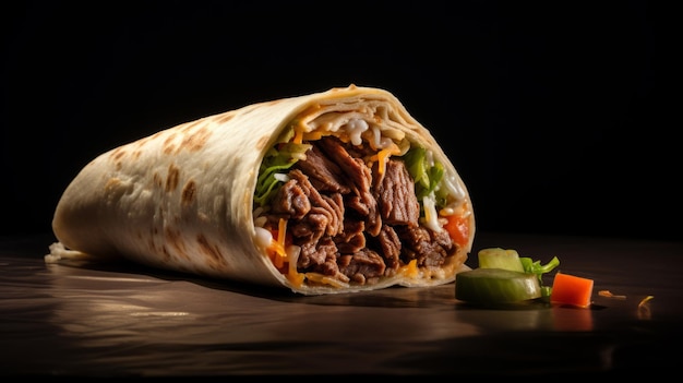 8k Hdr Pulled Beef Burrito Innovative Realistic Lighting In A Readymade Layered Delight