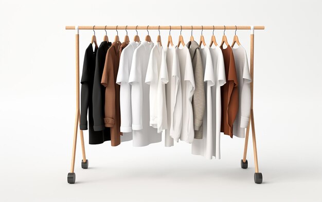 8k Realism of a Clothing Rack on White