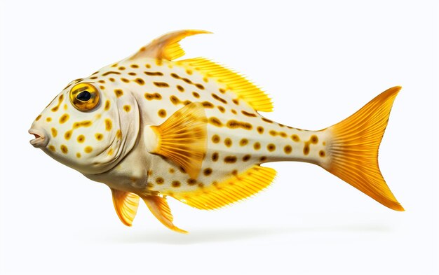 Photo 8k realism of a cowfish on white background