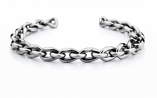 8k Realistic Image of Steel Chain On White Background