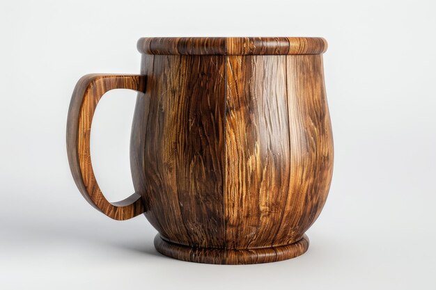 Photo 8k wooden mug on white background