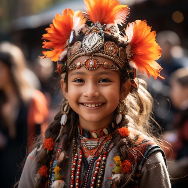 Photo 8th sept 2022 kathmandu nepal a smiling portrait of a nepalese young girl impersonating a kumari