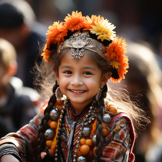 Foto 8 settembre 2022 kathmandu nepal un ritratto sorridente di una giovane ragazza nepalese che impersona una kumari