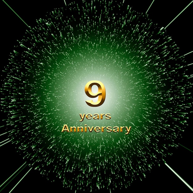 9 anniversary golden numbers on a festive background poster or card