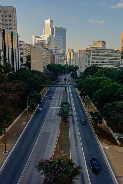 Photo 9 de julho avenue in sao paulo city brazil top view