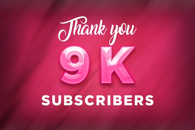 9 K Milion Subscribers Celebration Greeting Banner with Pink Design