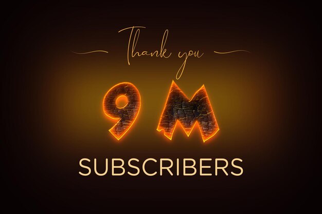 9 Million subscribers celebration greeting banner with coal design