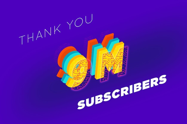 9 Million subscribers celebration greeting banner with tech design