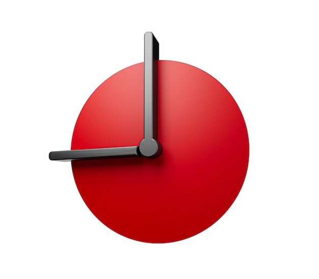 9 o39clock red clock isolated on white background Minimal 3d clock 3d illustration