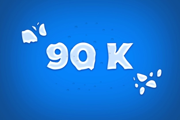 Photo 90 k subscribers celebration greeting banner with water design