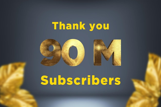 90 Million subscribers celebration greeting banner with gold design