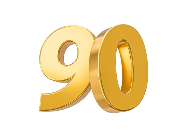 90 off on sale Gold percent isolated on white background 60th Anniversary celebration 3D Golden