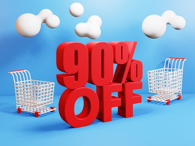 90 percento di sconto sul banner per lo shopping