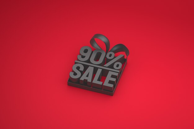 Photo 90% sale 3d tag in box with ribbon and bow on red