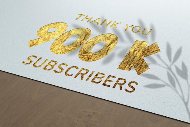 900 K abonnees vieringsgroetbanner met Golden Paper-ontwerp