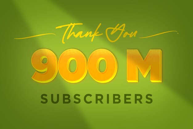 900 Million subscribers celebration greeting banner with Yellow design