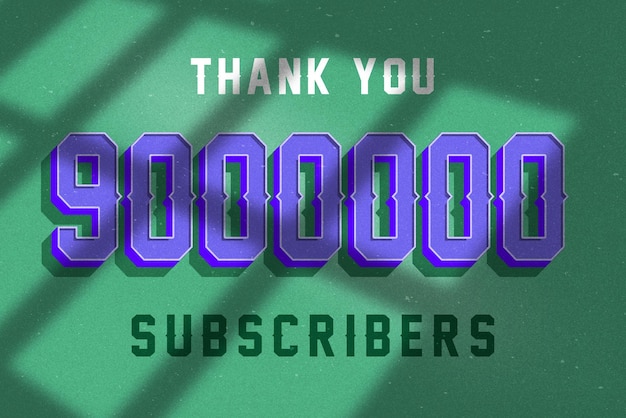 9000000 subscribers celebration greeting banner with vintage design