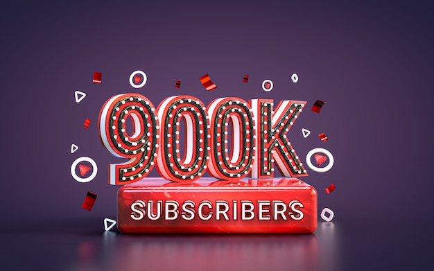 900k abonnees volgers viering 3d render Social media felicitatie kaart achtergrond