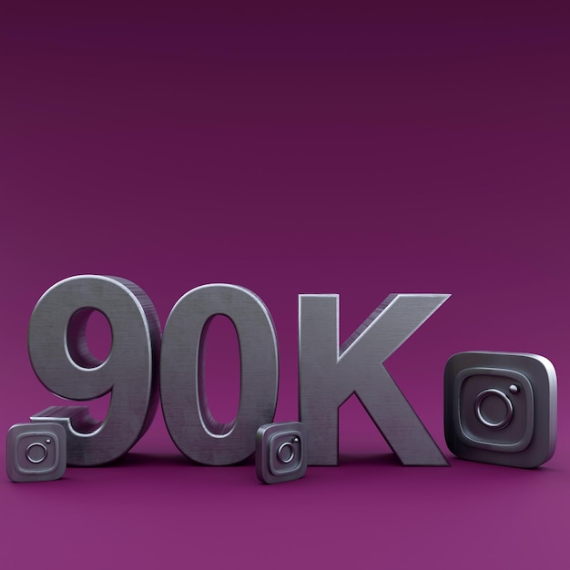 90k Instagram followers illustration 3D Render social media design