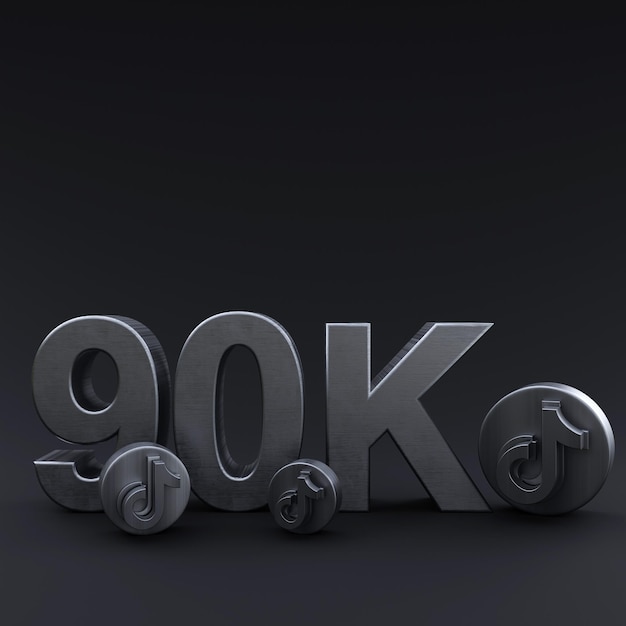 90k TikTok 추종자 일러스트레이션 3D 렌더링