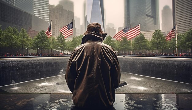 911 記念日の写真撮影 悲しみと渇望 9 月 11 日愛国者の日の感情的な写真撮影