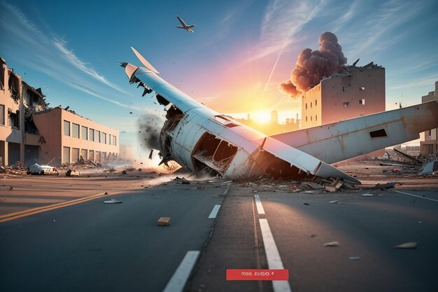 Photo 911 plane crash into building crash explosion disaster wallpaper background illustration