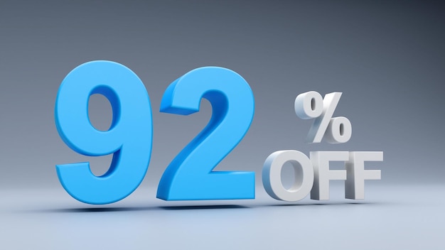 92 procent korting tekst in 3D rood 92 korting 3D tekst 92 verkoop 92 korting verkoop tekst
