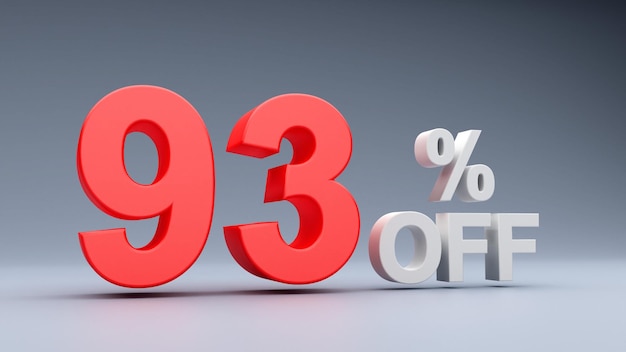 93 procent korting tekst in 3D rood 93 korting 3D tekst 93 verkoop 93 korting verkoop tekst