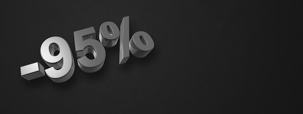 Foto 95 di sconto offerta illustrazione 3d isolata su nero banner orizzontale