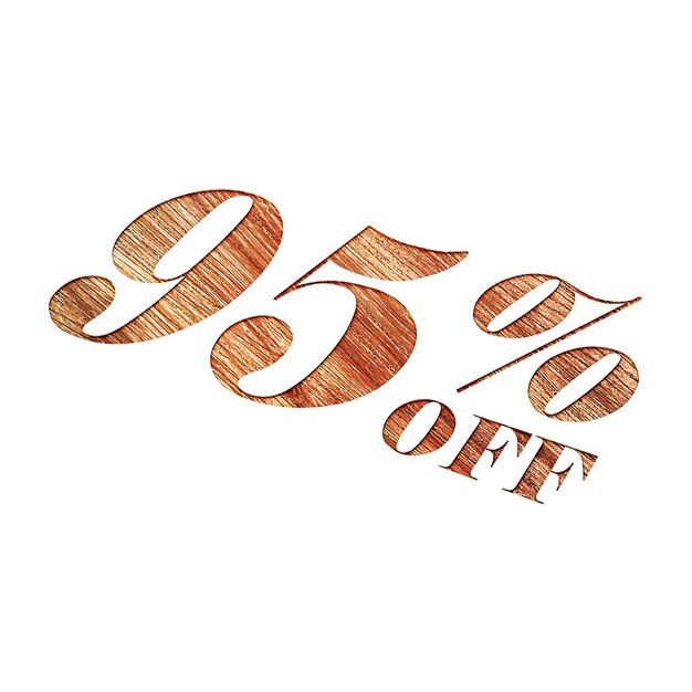 Photo 95 percent discount offers tag with wooden engrave style design