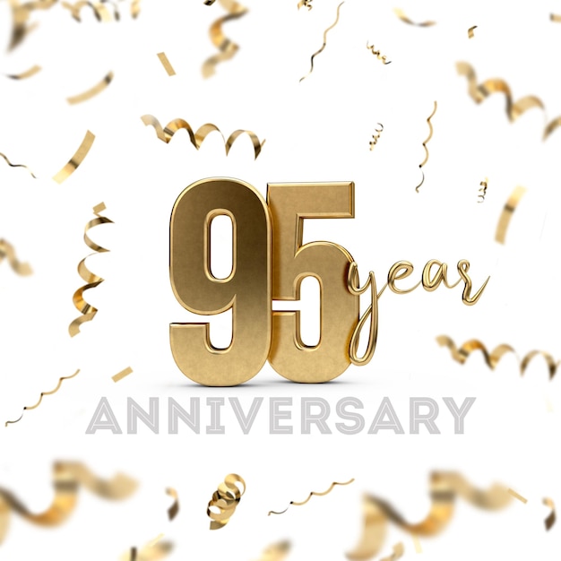 95 year anniversary celebration Gold number with golden confetti