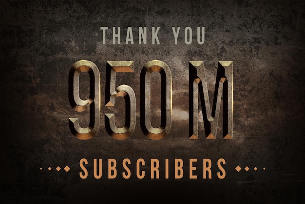 950 Million subscribers celebration greeting banner with historical design