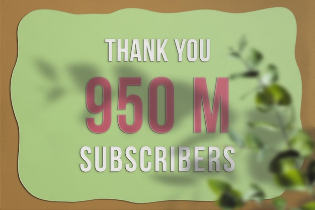 950 million subscribers celebration greeting banner with paper design