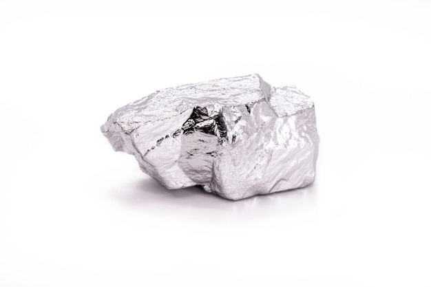 99.995% fine indium isolated on white background, metal and metallic alloy