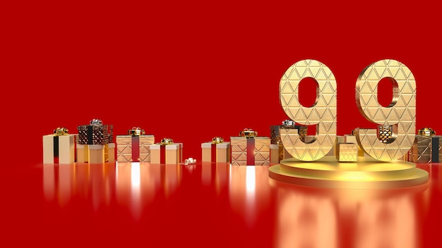 The 99 number on red background for sale or promotion concept 3d renderingxA