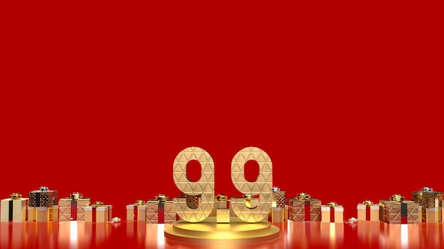 The 99 number on red background for sale or promotion concept 3d renderingxA