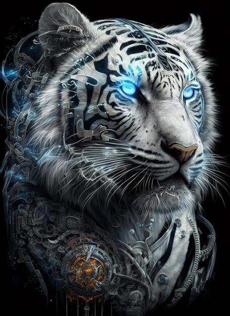 Futuristic portrait of a tiger. 3D Rendering., Ai Generative Image 23184748  Stock Photo at Vecteezy