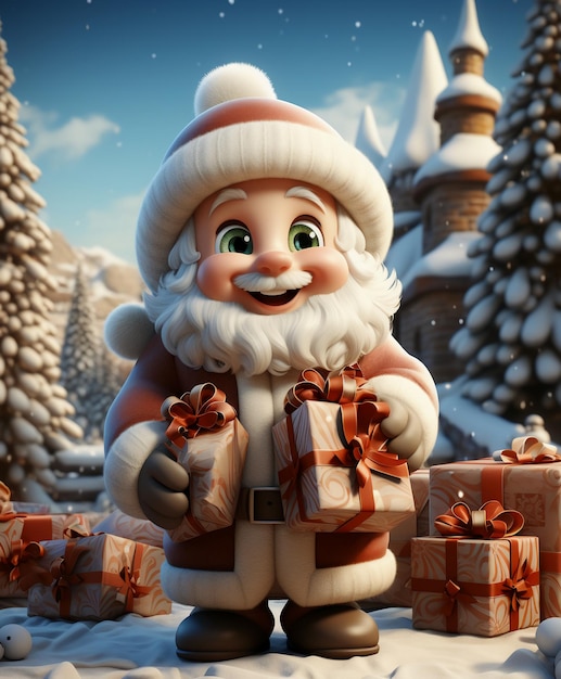 Фото 3d мультфильм о санта-клаусе и рождественском веселье