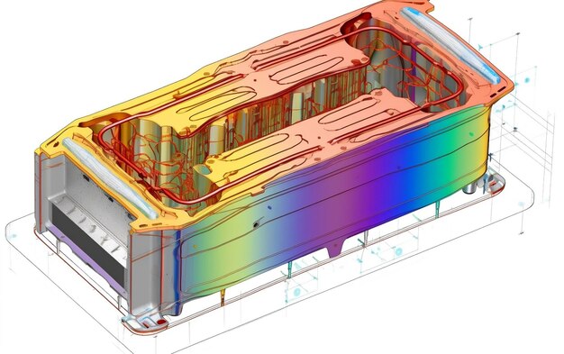 写真 虹色のガラスカバーを備えた車の 3d モデル。