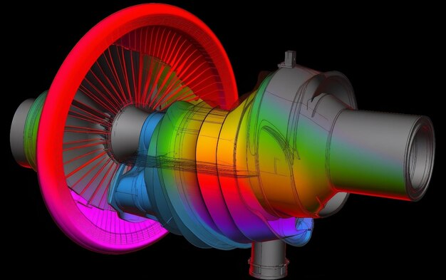 写真 虹色のジェットエンジンの3dモデル