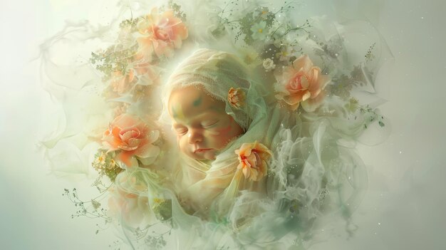 写真 3d レンダリングの新生児色と魅力のスプラッシュでai生成のイラスト