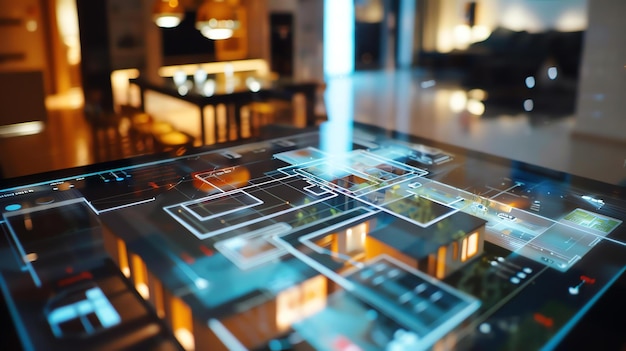 Фото 3d-рендеринг современного умного дома дом управляется центральной компьютерной системой, к которой можно получить доступ из любой точки мира