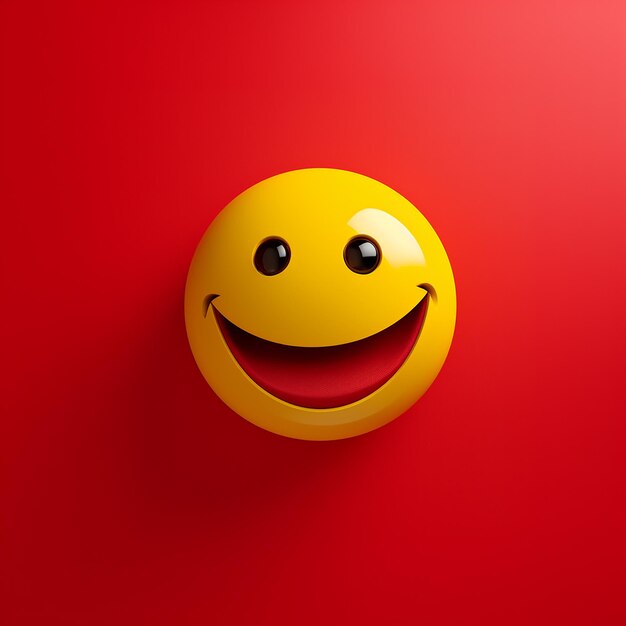 Foto a_3d_yellow_smiley_face_on_a_red_background