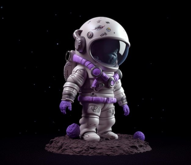 Фото Космонавт в фиолетовом костюме и слово «астронавт» внизу.